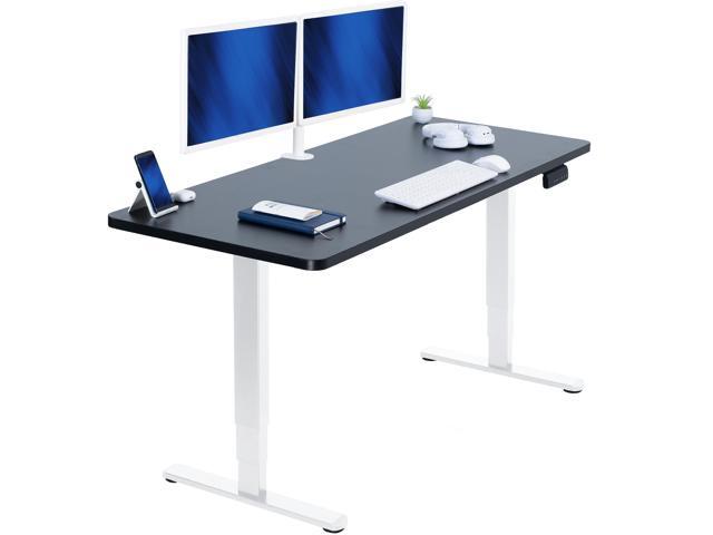 VIVO Electric 60' x 24' Stand Up Desk, Black Table Top, White Frame