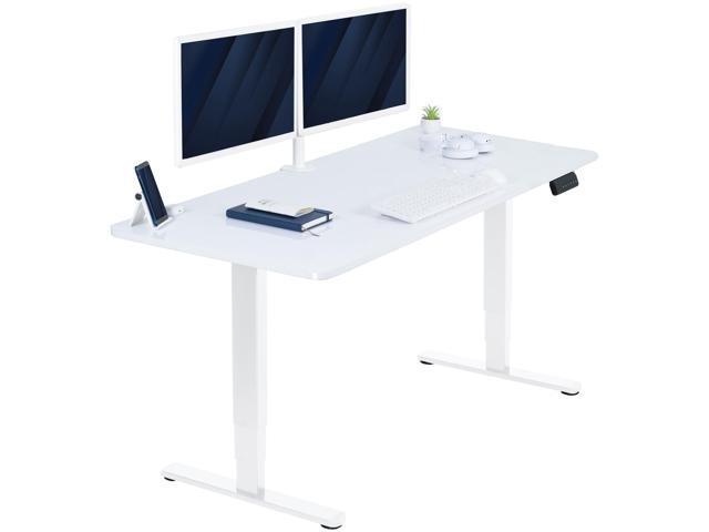 VIVO Electric 60' x 24' Stand Up Desk, White Dry Erase Table Top, White Frame