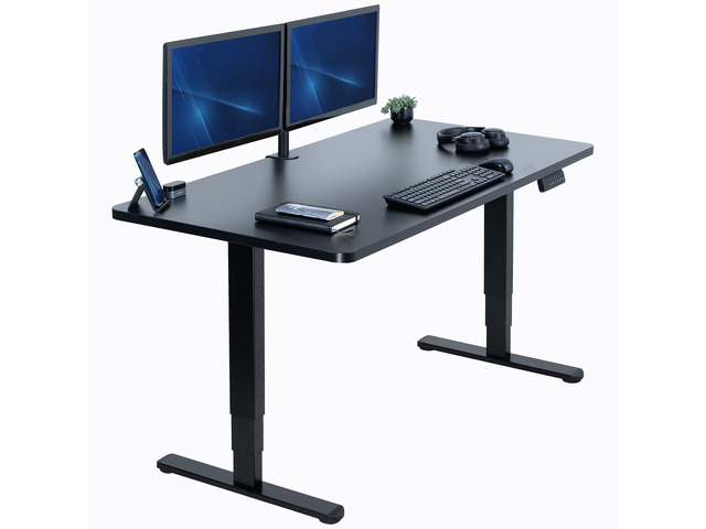 VIVO Electric 55' x 28' Stand Up Desk, Black Table Top, Black Frame