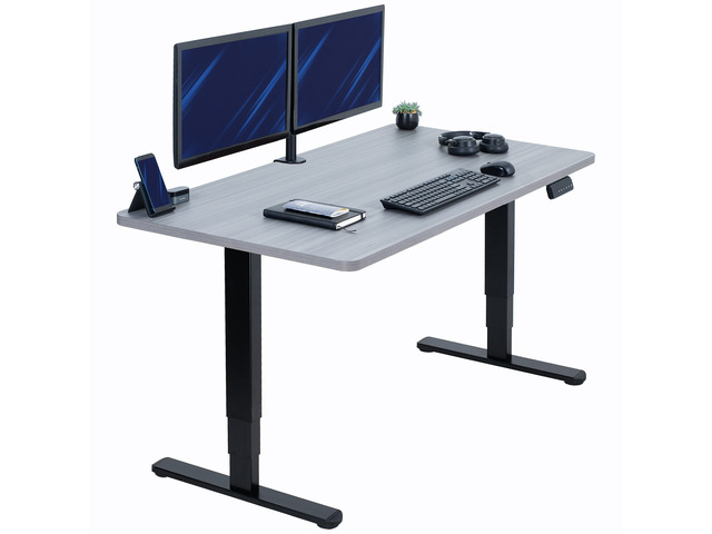 VIVO Electric 55' x 28' Stand Up Desk, Dark Gray Table Top, Black Frame