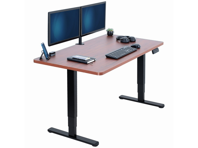 VIVO Electric 55' x 28' Stand Up Desk, Dark Walnut Table Top, Black Frame