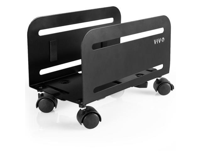 VIVO Black Computer Desktop ATX Case CPU Rolling Stand Adjustable Cart Holder