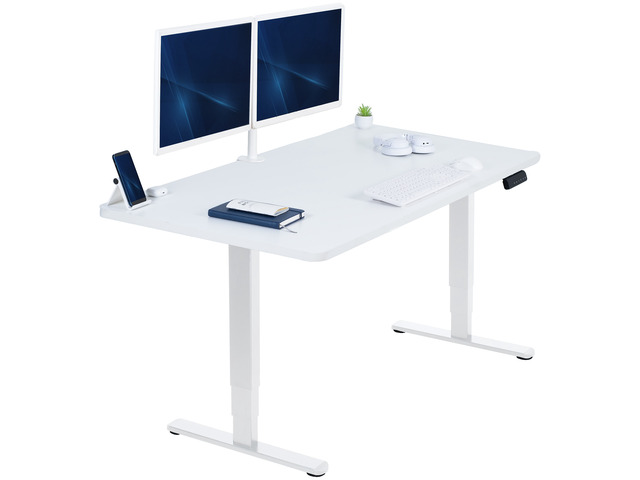 VIVO Electric 55' x 28' Stand Up Desk, White Table Top, White Frame