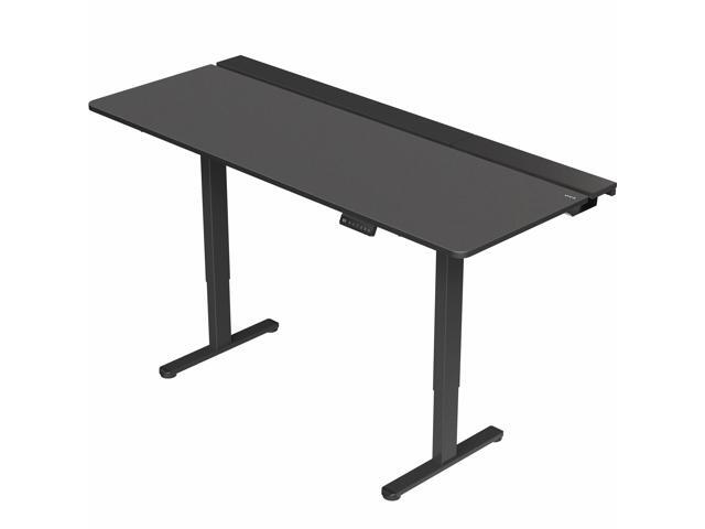VIVO Electric 71' x 30' Desk, Full Pad, Black Hidden Cable Tabletop, Black Frame