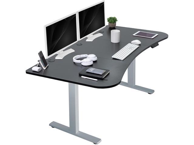 VIVO Electric 63 x 32 Standup Desk, Black Carbon Fiber Tabletop, Gray Frame