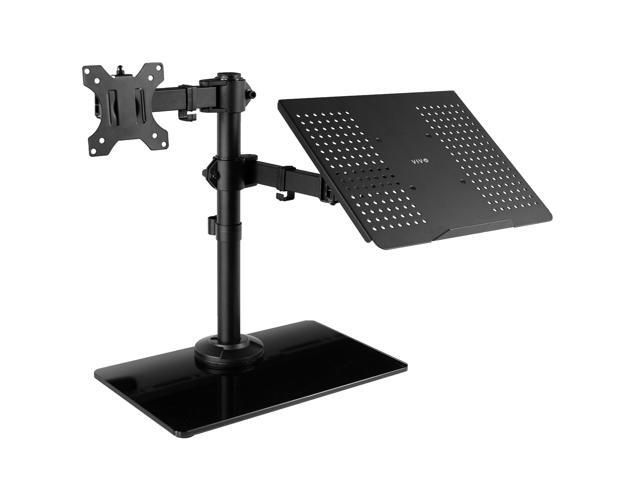 VIVO Black Laptop & Monitor Desk Stand with Glass Base, Fits up to 32' Screen