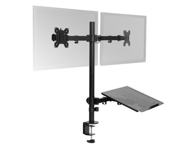 VIVO Dual 13' to 27' Monitor Mount with Laptop Holder, Tall Adjustable Stand