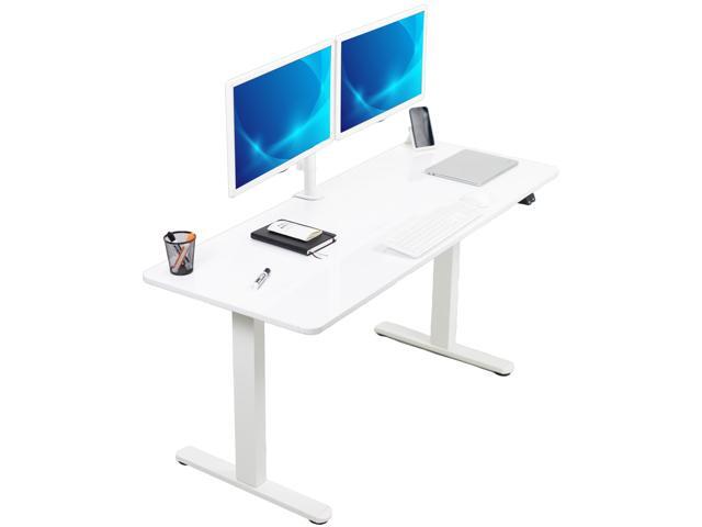 VIVO Electric 60 x 24 Stand Up Desk White Dry Erase Table Top, White Frame