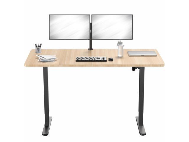 VIVO Electric 60 x 30 Stand Up Desk, Light Wood Table Top, Black Frame