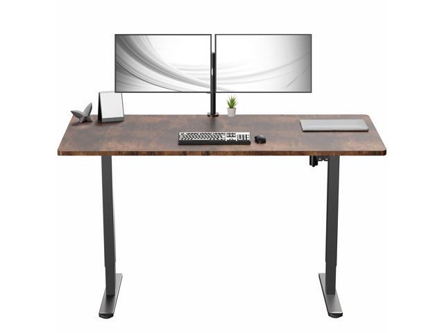VIVO Electric 60 x 30 Stand Up Desk, Vintage Brown Table Top, Black Frame