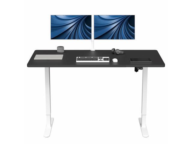 VIVO Electric 60 x 30 Stand Up Desk, Black Table Top, White Frame
