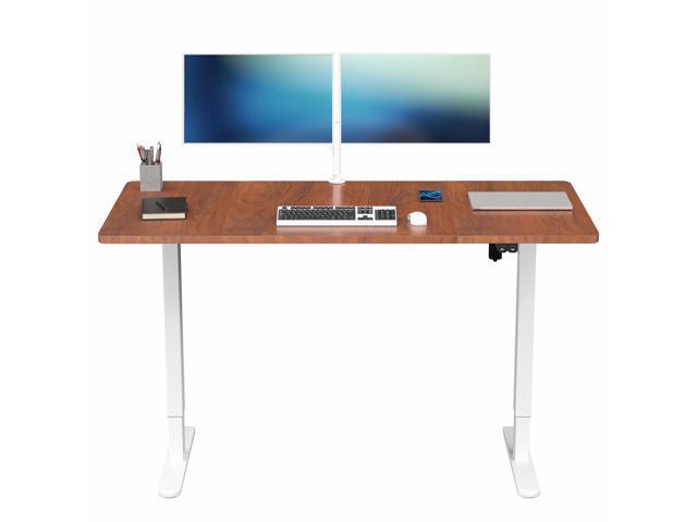 VIVO Electric 60 x 30 Stand Up Desk, Dark Walnut Table Top, White Frame
