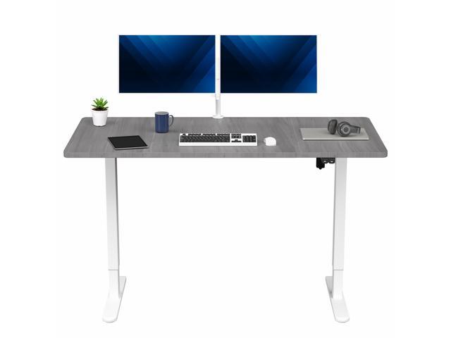 VIVO Electric 60 x 30 Stand Up Desk, Dark Gray Table Top, White Frame