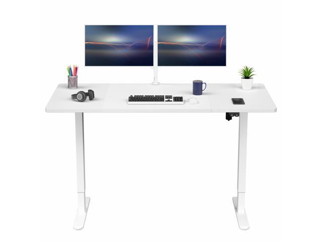 VIVO Electric 60 x 30 Stand Up Desk, White Table Top, White Frame
