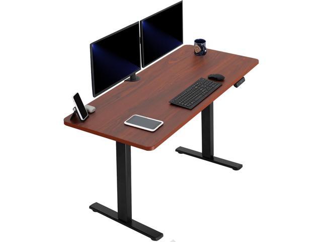 VIVO Electric 60 x 24 Stand Up Desk Dark Walnut Table Top, Black Frame