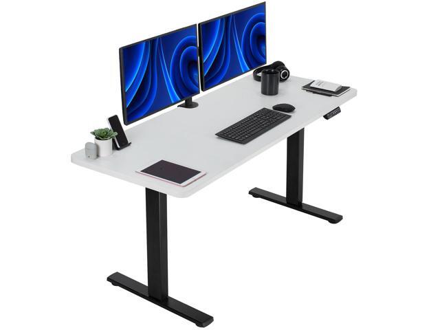 VIVO Electric 60 x 24 Stand Up Desk White Table Top, Black Frame