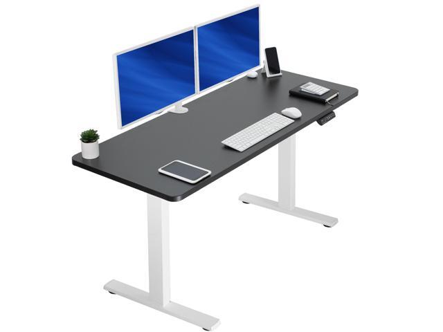 VIVO Electric 60 x 24 Stand Up Desk Black Table Top, White Frame