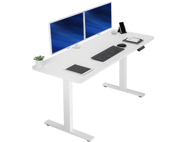 VIVO Electric 60 x 24 Stand Up Desk White Table Top, White Frame