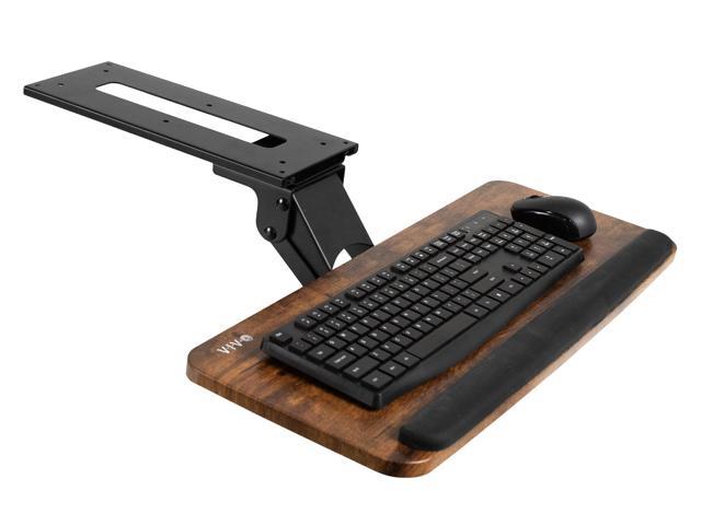 VIVO Rustic Vintage Brown Computer Keyboard & Mouse Tray, Under Table Desk Mount
