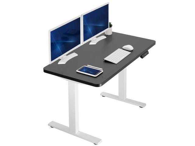 VIVO Electric 43 x 24 Stand Up Desk Black Table Top, White Frame