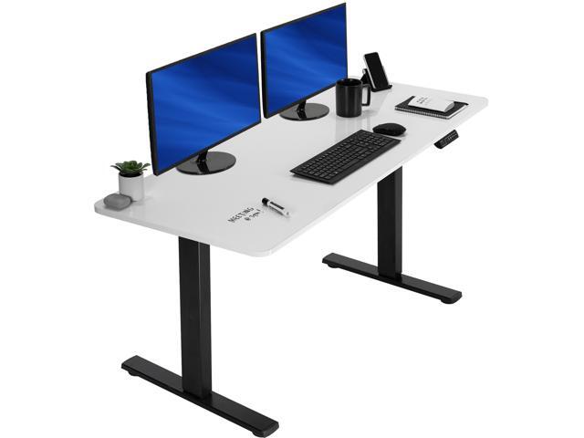 VIVO Electric 60 x 24 Stand Up Desk, White Dry Erase Table Top, Black Frame