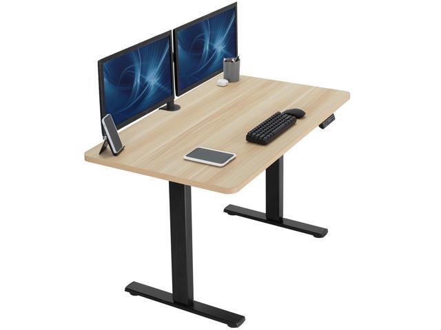 VIVO Electric 48' x 30' Stand Up Desk, Light Wood Table Top, Black Frame