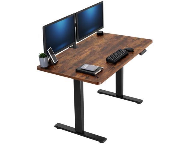 VIVO Electric 48' x 30' Stand Up Desk, Rustic Vintage Brown Tabletop Black Frame