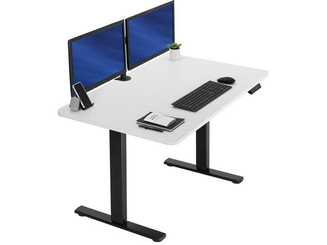 VIVO Electric 48' x 30' Stand Up Desk, White Table Top, Black Frame