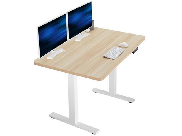 VIVO Electric 48' x 30' Stand Up Desk, Light Wood Table Top, White Frame