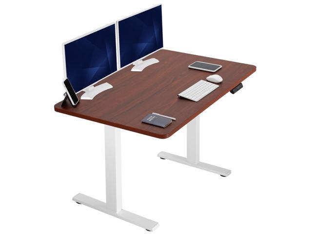 VIVO Electric 48' x 30' Stand Up Desk, Dark Walnut Table Top, White Frame
