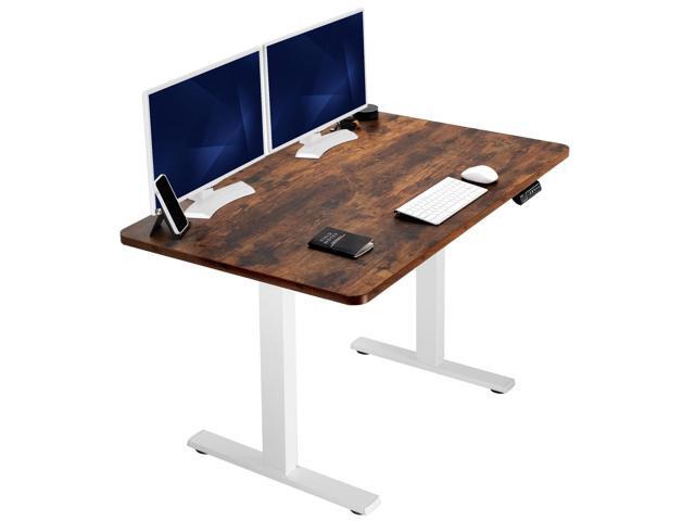 VIVO Electric 48' x 30' Stand Up Desk, Rustic Vintage Brown Tabletop White Frame