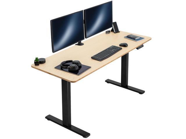 VIVO Electric 60 x 24 Stand Up Desk Bamboo Table Top, Black Frame