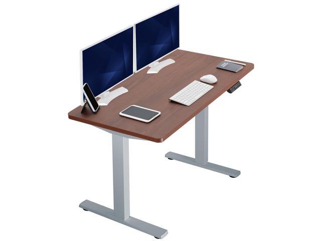 VIVO Electric 43 x 24 Stand Up Desk Dark Walnut Table Top, Gray Frame