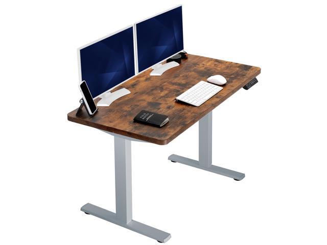 VIVO Electric 43 x 24 Stand Up Desk Rustic Vintage Brown Table Top, Gray Frame