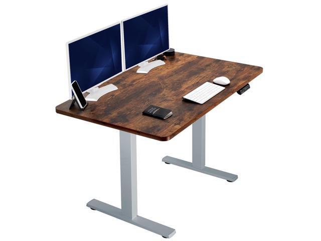 VIVO Electric 48' x 30' Stand Up Desk, Rustic Vintage Brown Table Top Gray Frame