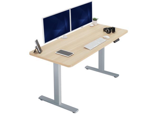 VIVO Electric 60 x 24 Stand Up Desk, Light Wood Table Top, Gray Frame