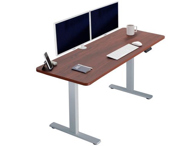 VIVO Electric 60 x 24 Stand Up Desk, Dark Walnut Table Top, Gray Frame
