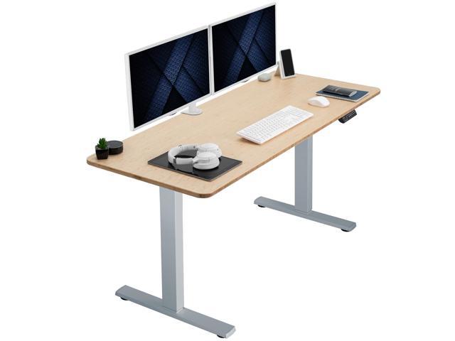 VIVO Electric 60 x 24 Stand Up Desk, Bamboo Table Top, Gray Frame