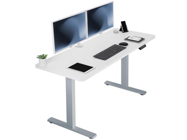 VIVO Electric 60 x 24 Stand Up Desk, White Table Top, Gray Frame