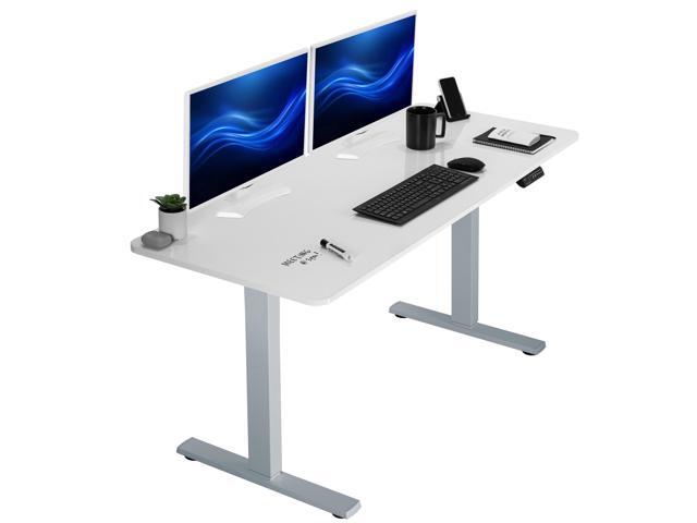 VIVO Electric 60 x 24 Stand Up Desk, White Dry Erase Table Top, Gray Frame