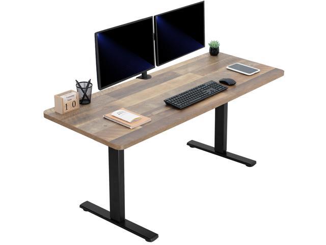 VIVO Electric 60 x 24 Stand Up Desk Reclaimed Wood Table Top, Black Frame