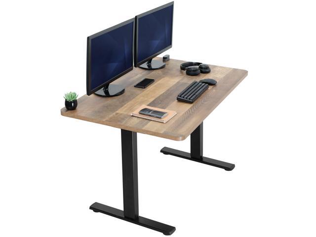VIVO Electric 48' x 30' Stand Up Desk, Reclaimed Wood Table Top, Black Frame
