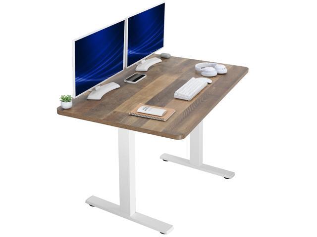 VIVO Electric 48' x 30' Stand Up Desk, Reclaimed Wood Table Top, White Frame