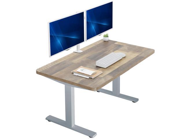 VIVO Electric 43 x 24 Stand Up Desk Reclaimed Wood Table Top, Gray Frame