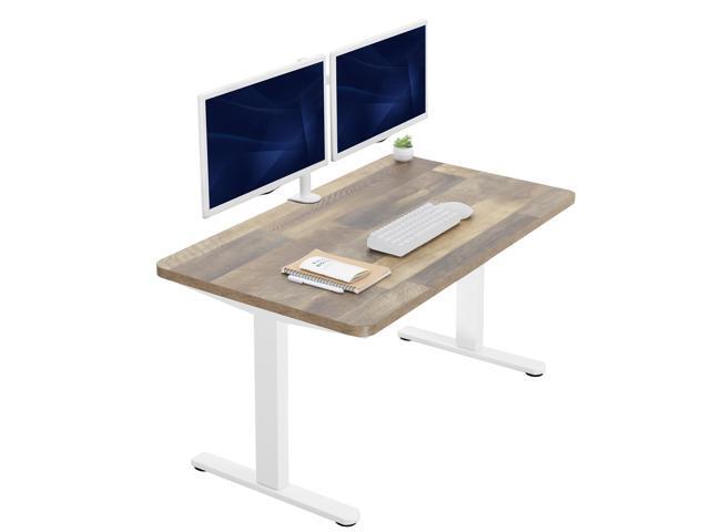 VIVO Electric 43 x 24 Stand Up Desk Reclaimed Wood Table Top, White Frame
