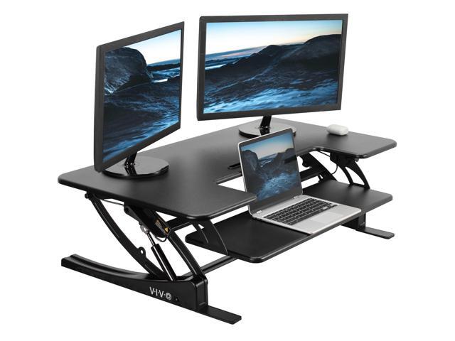 VIVO Black Height Adjustable Extra Wide 42' Stand Up Desk Converter Workstation