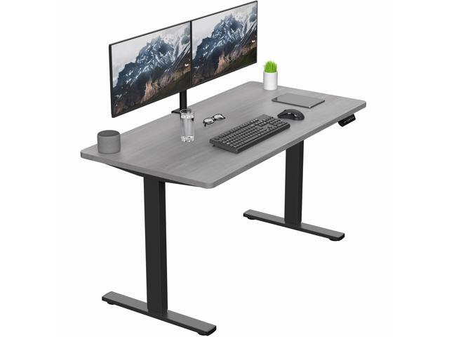VIVO Electric 55 x 28 Stand Up Desk, Dark Gray Table Top, Black Frame