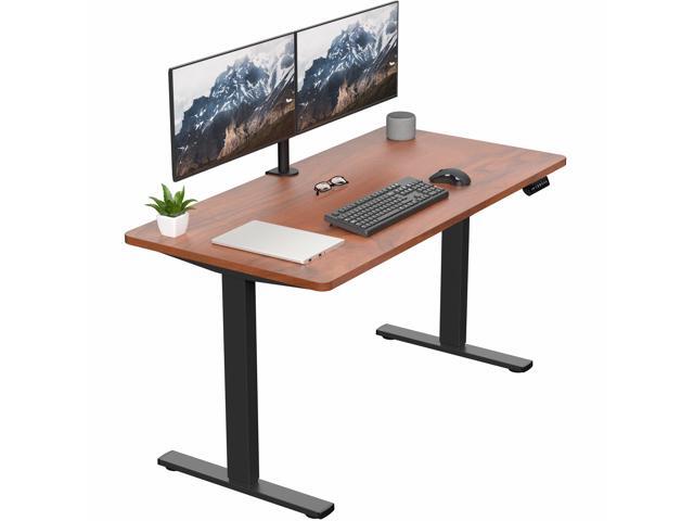 VIVO Electric 55 x 28 Stand Up Desk, Dark Walnut Table Top, Black Frame