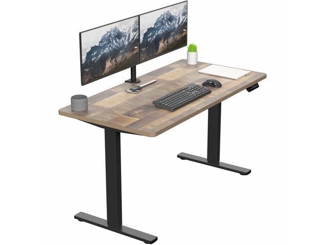 VIVO Electric 55 x 28 Stand Up Desk, Reclaimed Wood Table Top, Black Frame