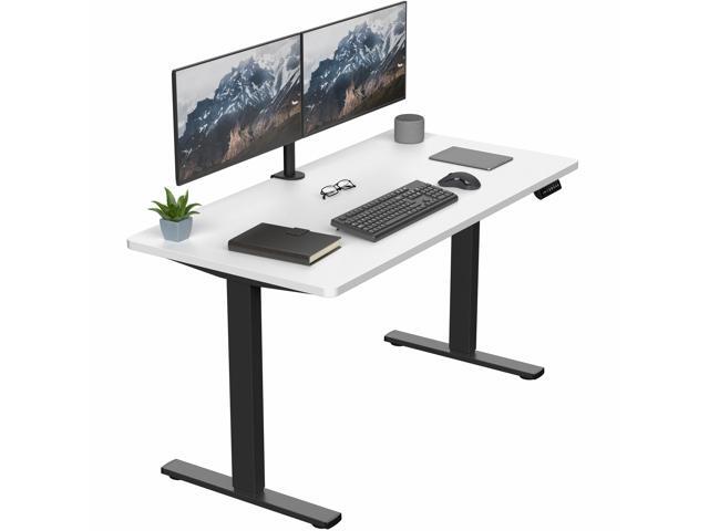 VIVO Electric 55 x 28 Stand Up Desk, White Table Top, Black Frame